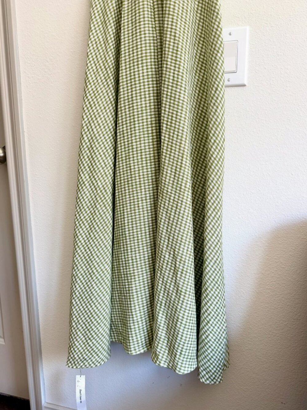 Reformation Monette Linen Dress - Size 4 - Avocado Check - Picture 4 of 11